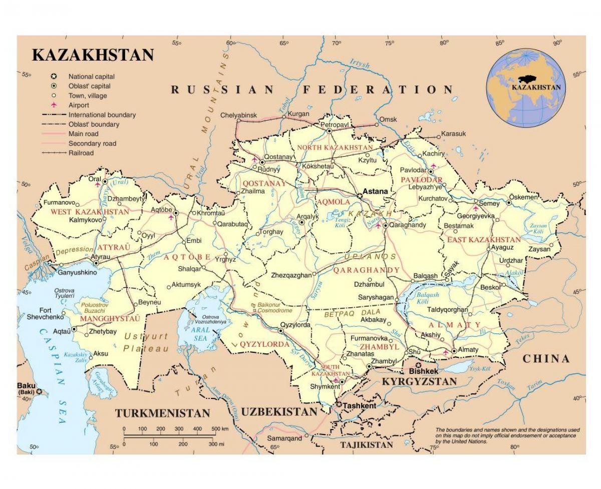 карта Казахстану аеропортів