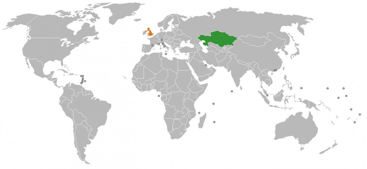 Розташування Казахстану на карті світу