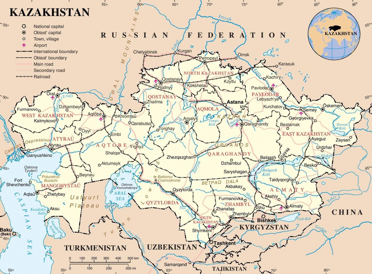 карта Казахстану політичні