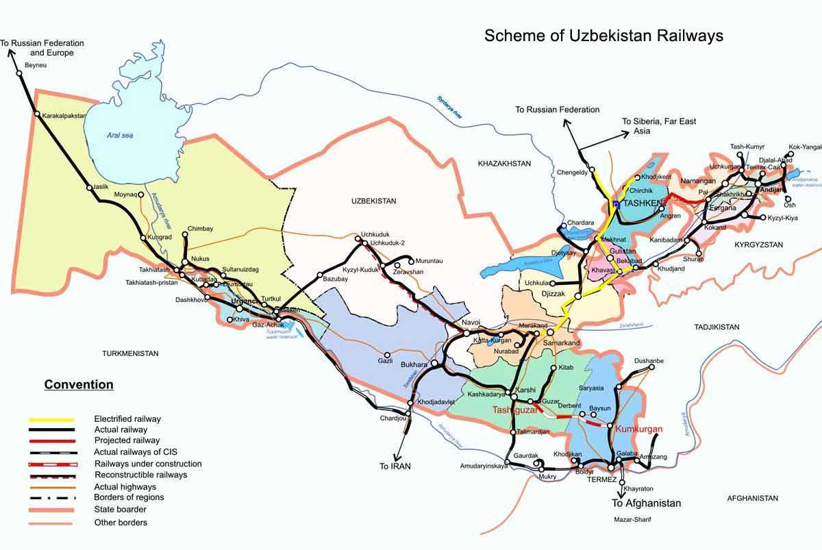 Казахстан на поїзді на карті