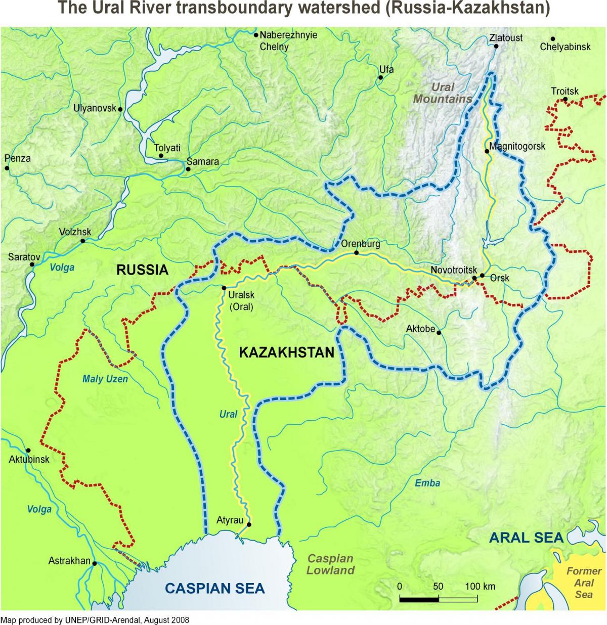 карта річки Казахстану 