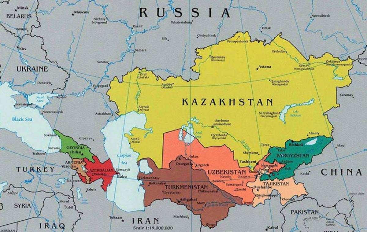 карта Казахстану сусідніх країн